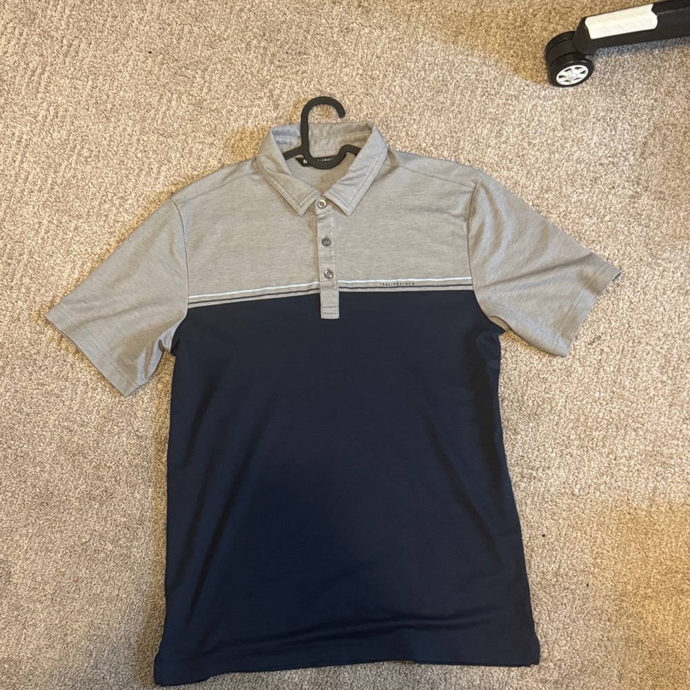 Travis Mathew Gray and Navy Polo Shirt